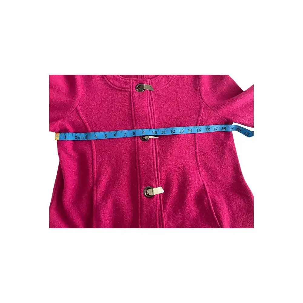 Chico’s Hot Pink 100% Wool Jacket with Silver Toggle Snaps - Size 1